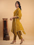 Mustard Silk Blend Embellished Straight Kurta Set